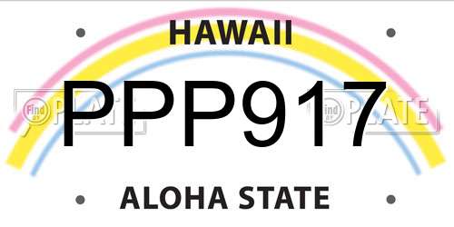 PPP917 Hawaii License Plate