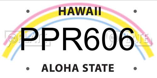 PPR606 Hawaii License Plate