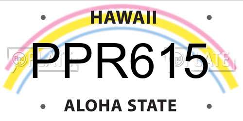 PPR615 Hawaii License Plate