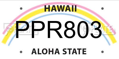 PPR803 Hawaii License Plate