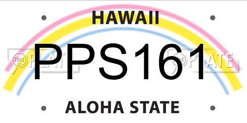PPS161 Hawaii License Plate