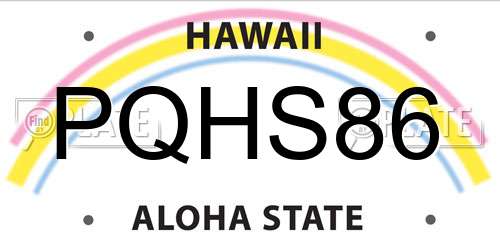 PQHS86 Hawaii License Plate