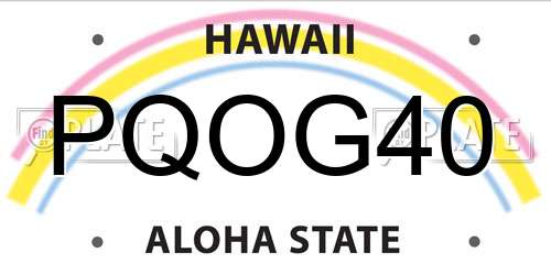 PQOG40 Hawaii License Plate