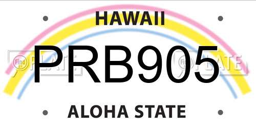 PRB905 Hawaii License Plate