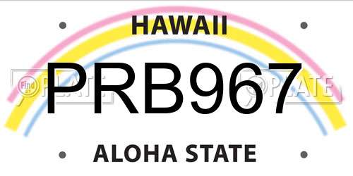 PRB967 Hawaii License Plate
