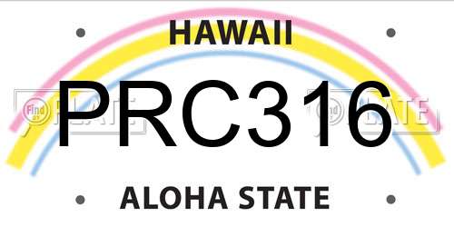 PRC316 Hawaii License Plate
