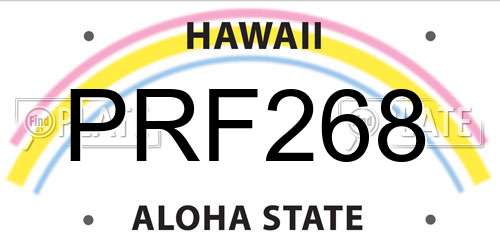 PRF268 Hawaii License Plate