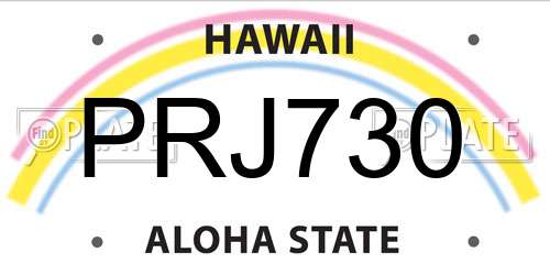 PRJ730 Hawaii License Plate