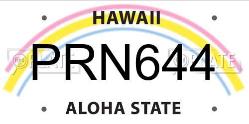 PRN644 Hawaii License Plate