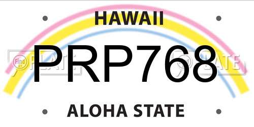 PRP768 Hawaii License Plate