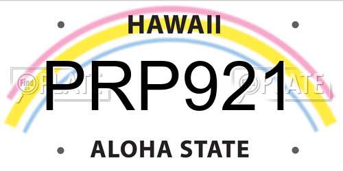 PRP921 Hawaii License Plate