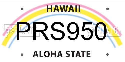 PRS950 Hawaii License Plate