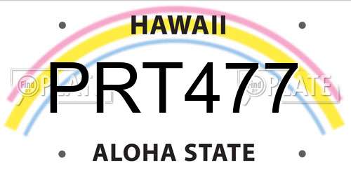 PRT477 Hawaii License Plate