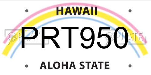 PRT950 Hawaii License Plate