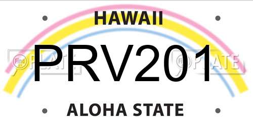PRV201 Hawaii License Plate