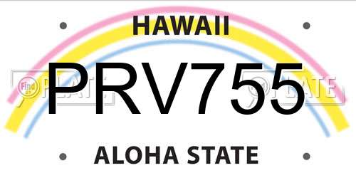 PRV755 Hawaii License Plate