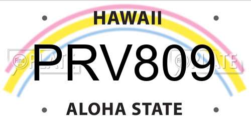 PRV809 Hawaii License Plate