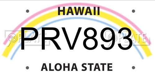 PRV893 Hawaii License Plate