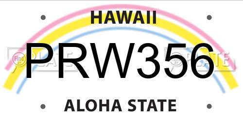 PRW356 Hawaii License Plate