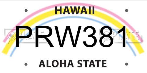 PRW381 Hawaii License Plate