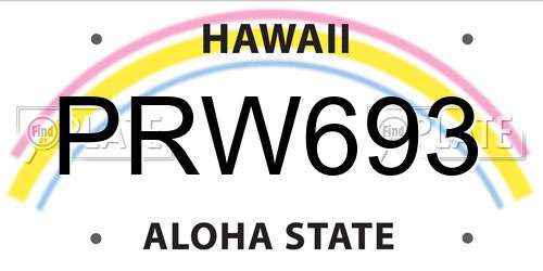 PRW693 Hawaii License Plate