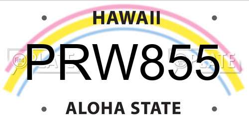 PRW855 Hawaii License Plate