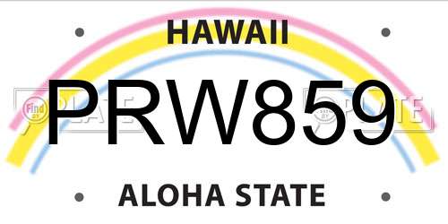 PRW859 Hawaii License Plate