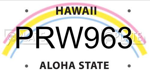 PRW963 Hawaii License Plate