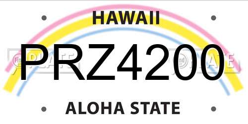 PRZ4200 Hawaii License Plate