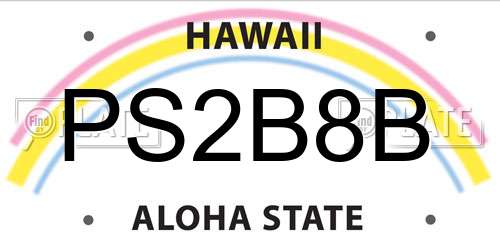 PS2B8B Hawaii License Plate