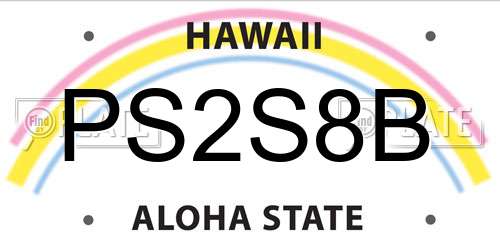 PS2S8B Hawaii License Plate