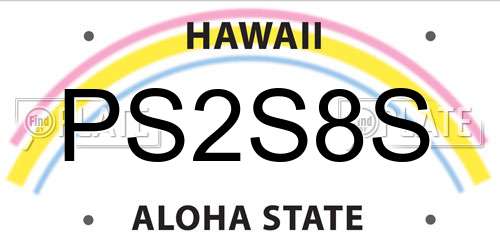 PS2S8S Hawaii License Plate