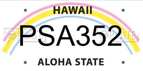 PSA352 Hawaii License Plate