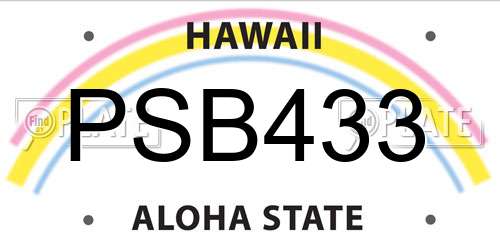 PSB433 Hawaii License Plate