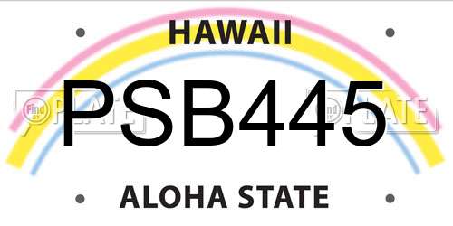 PSB445 Hawaii License Plate