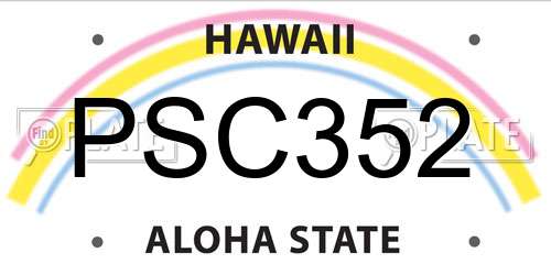 PSC352 Hawaii License Plate