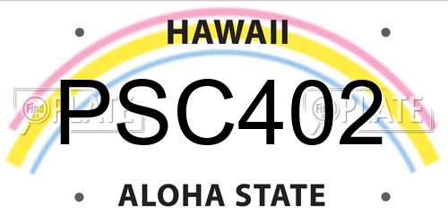 PSC402 Hawaii License Plate