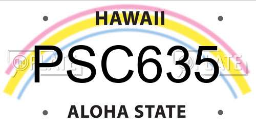 PSC635 Hawaii License Plate