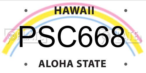 PSC668 Hawaii License Plate