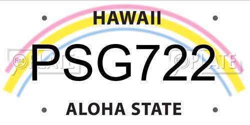 PSG722 Hawaii License Plate