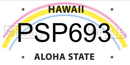 PSP693 Hawaii License Plate