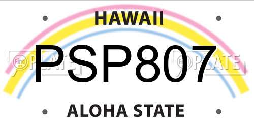 PSP807 Hawaii License Plate
