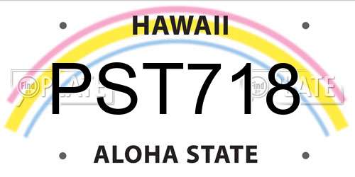 PST718 Hawaii License Plate