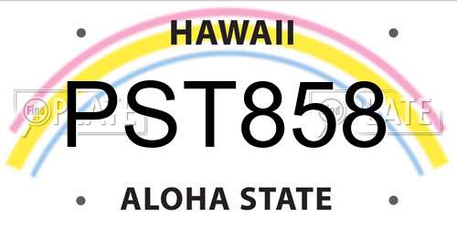 PST858 Hawaii License Plate
