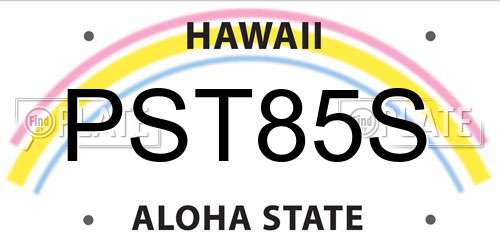 PST85S Hawaii License Plate