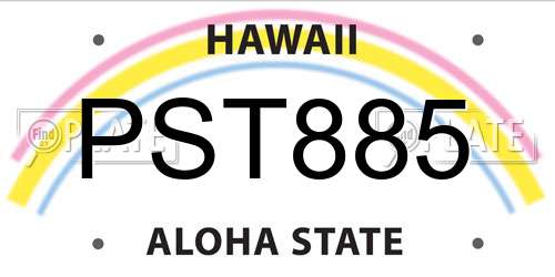 PST885 Hawaii License Plate