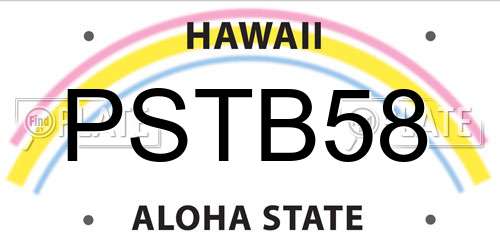 PSTB58 Hawaii License Plate