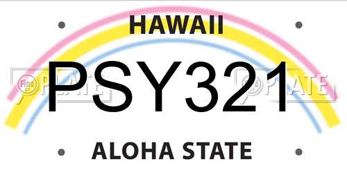 PSY321 Hawaii License Plate