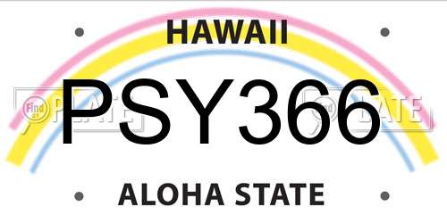 PSY366 Hawaii License Plate