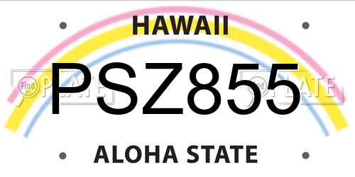 PSZ855 Hawaii License Plate